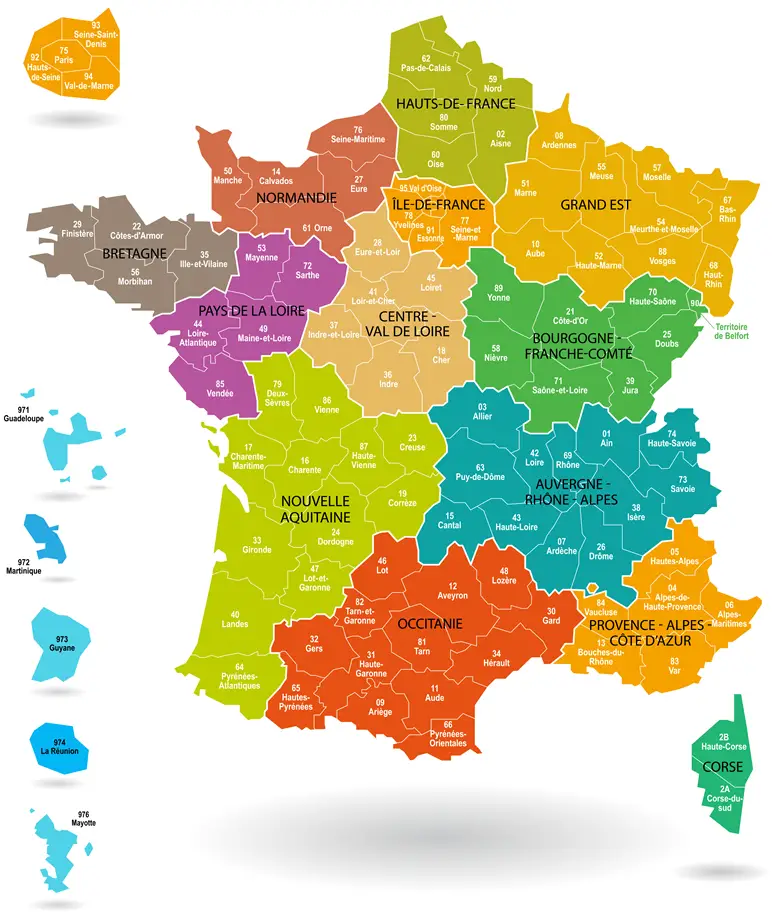 Carte des nouvelles régions (contours géographiques) 