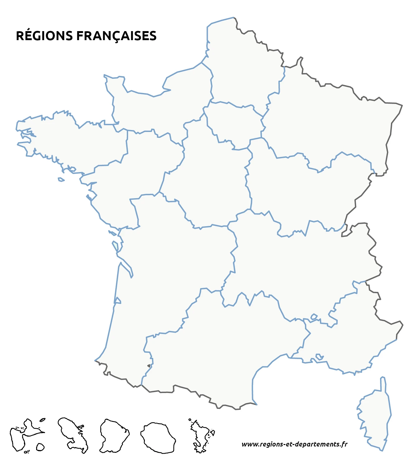 Carte des régions de France (+ fond de carte vierge)