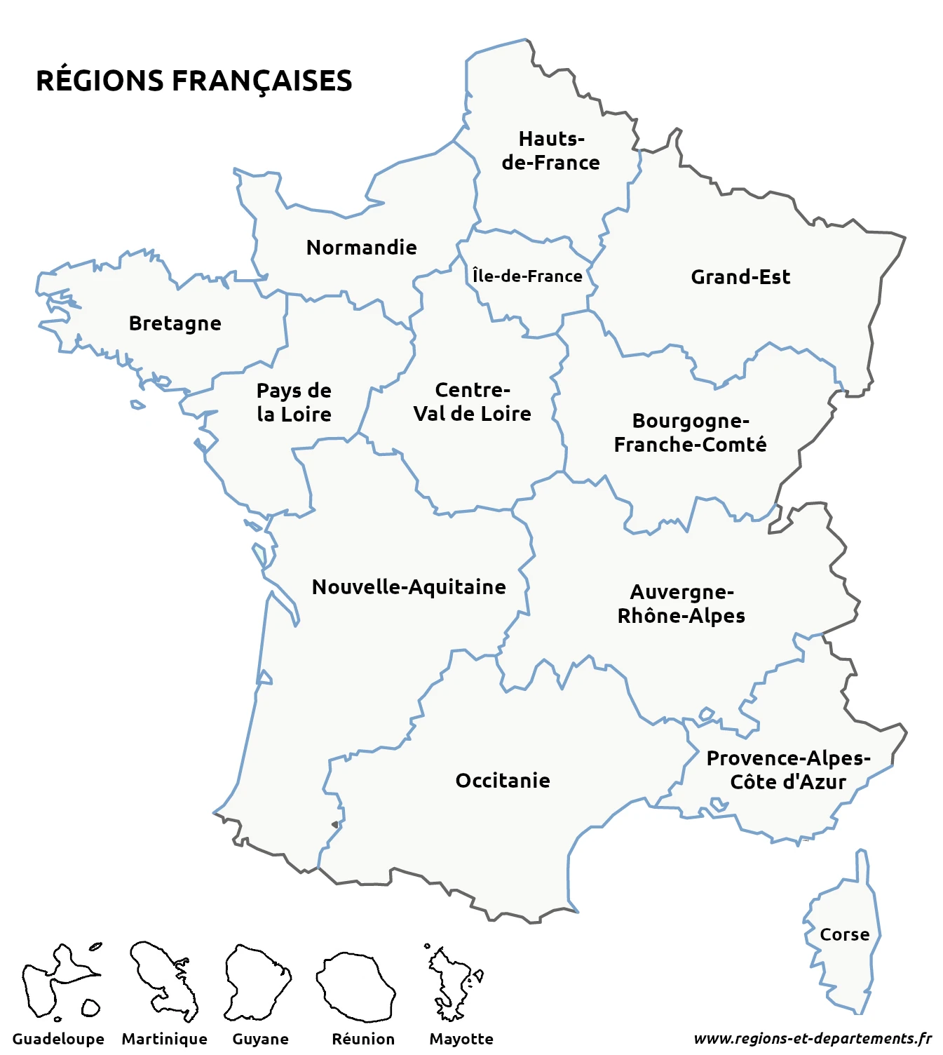 Carte régions françaises à imprimer A4