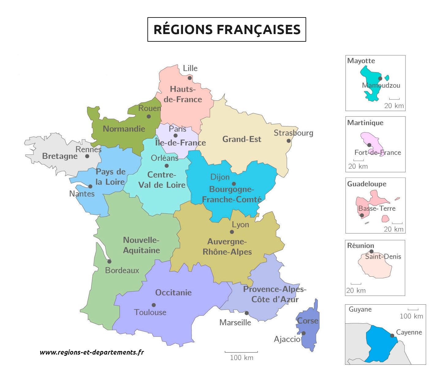 Régions Françaises ⇒ Liste Officielle 2023 et Carte