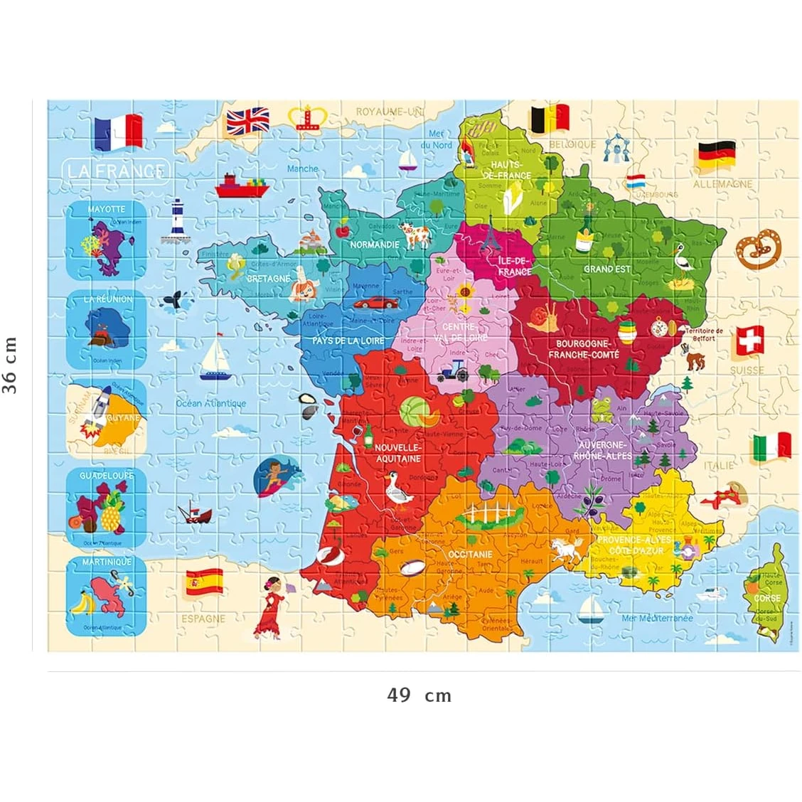 Puzzle carte de France magnétique bois - Oxybul